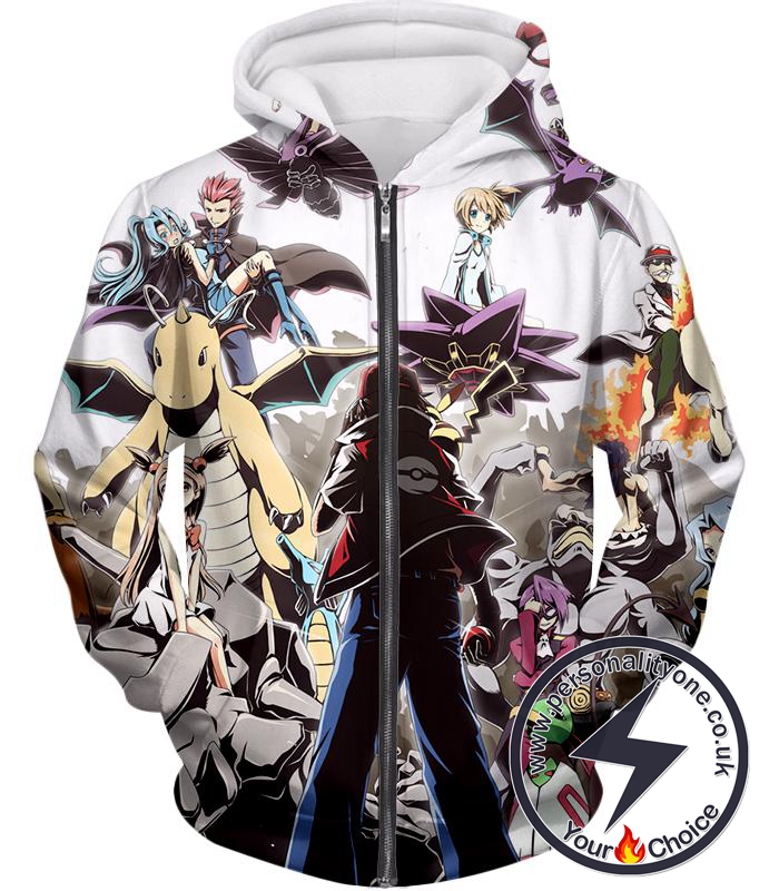 Pokemon Pokemon Trainer Ash Ketchum Vs Pokemon Elites Cool Zip Up Hoodie